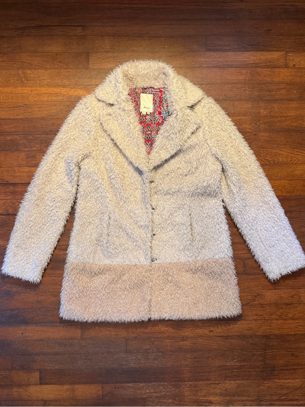 Elevenses Two-Tone Cream Faux-Shearling Coat